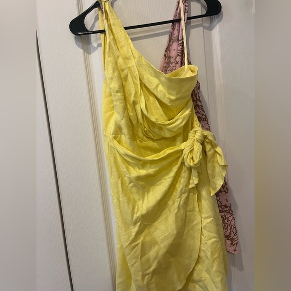 Hello Molly Dresses Hello Molly Yellow One Shoulder Wrap Dress